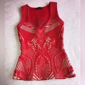 RVN Bodycon top Size XS Red/Tan Perfect Condition